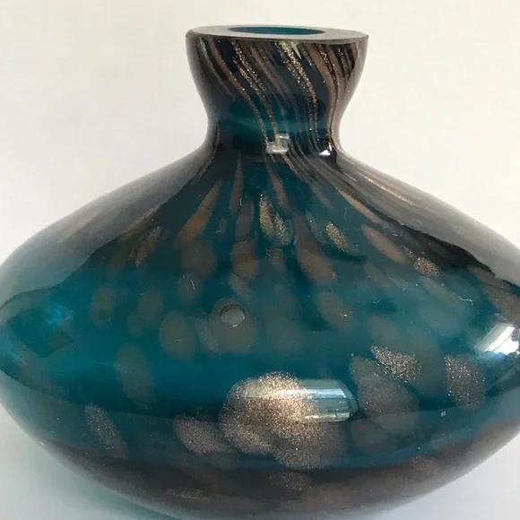 Loetz Art Nouveau Teal With Gold Glitter Vase - Picture 7 of 13